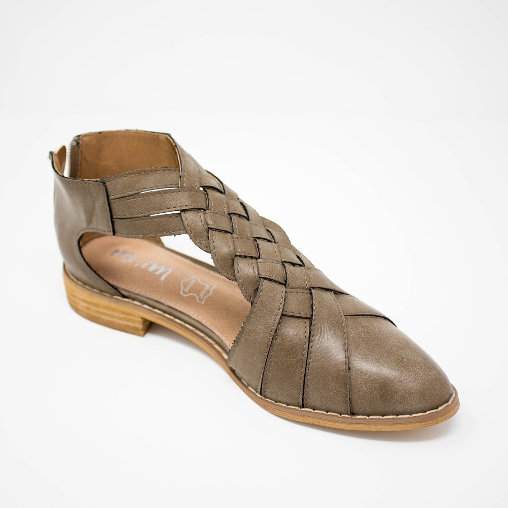 ROOSEVELT Braided Pointed Toe Flat Shoes - Khaki